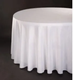 120in Round Poly Tablecloth - White