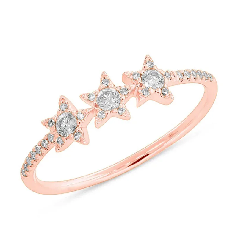 14k Rose Gold Diamond Star Ring