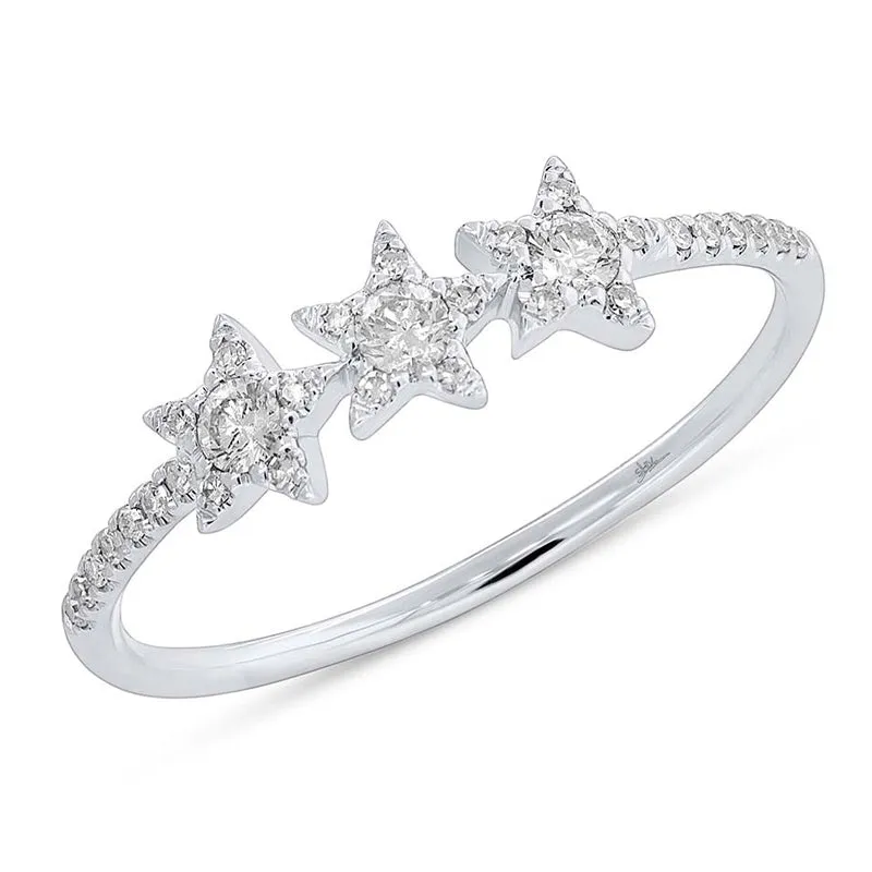 14k Rose Gold Diamond Star Ring