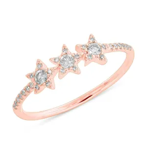14k Rose Gold Diamond Star Ring