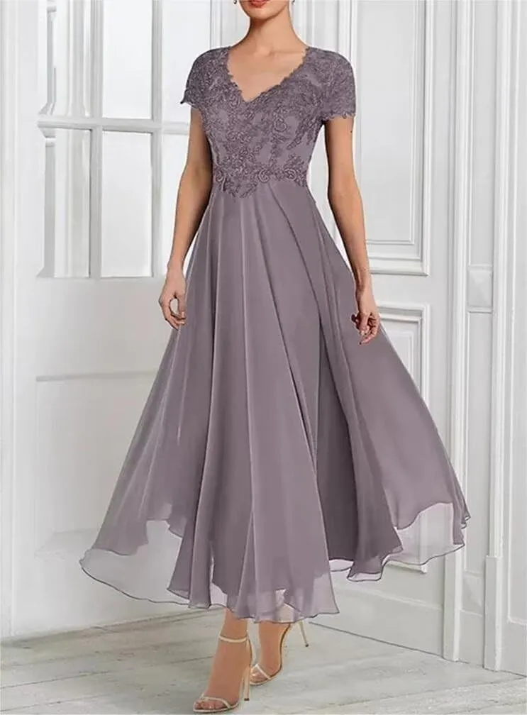 2 Piece Mother of The Bride Dresses for Wedding Tea Length 1/2 Sleeves Formal Dress for Women 2024 with Jacket