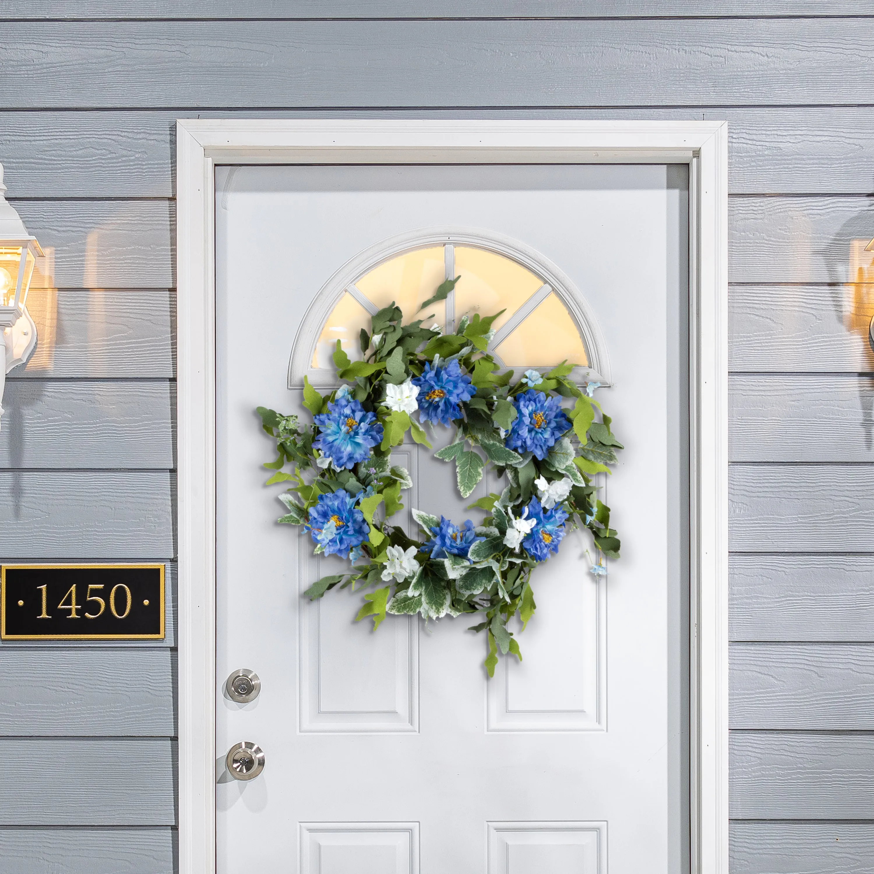24 in. Blue Wild Flower Wreath