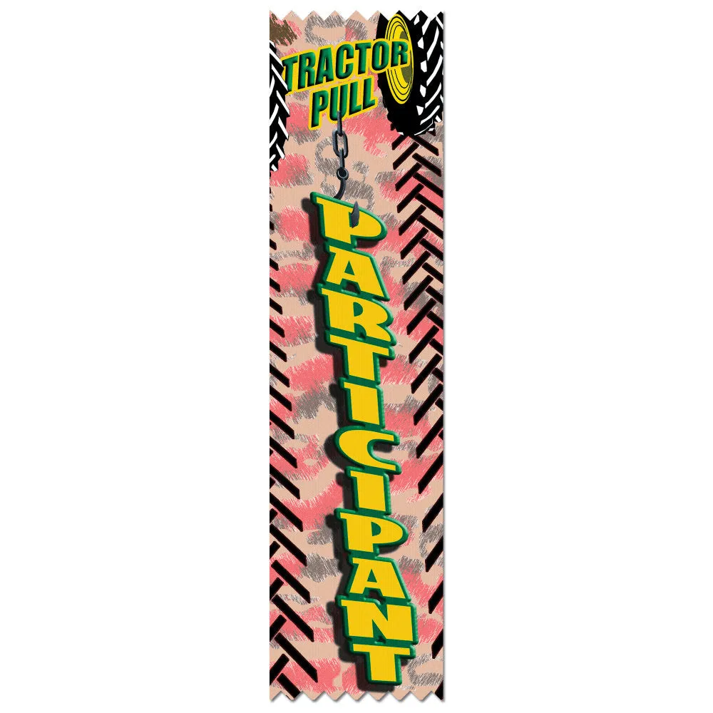 2" X 8" Stock Multicolor Pinked Top Tractor Pull Participant Award Ribbon