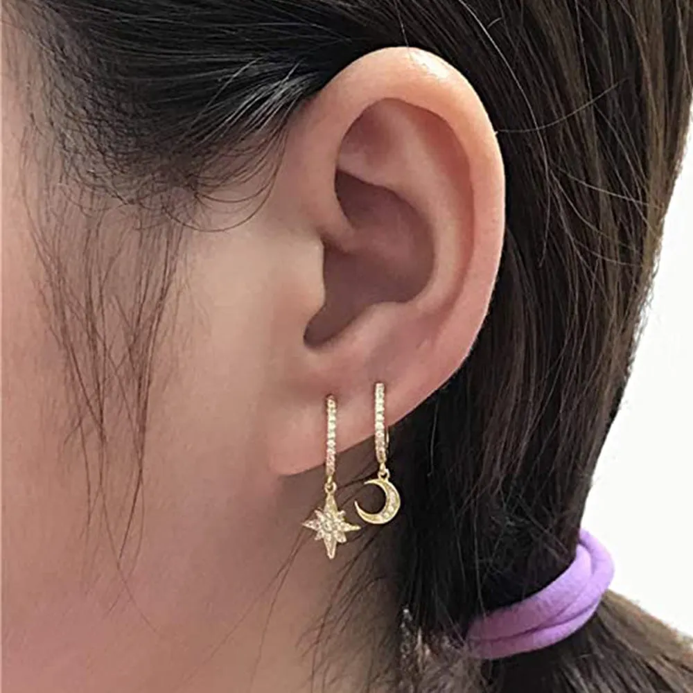 4FunGift® "Universe" Earrings Star and Moon Earring