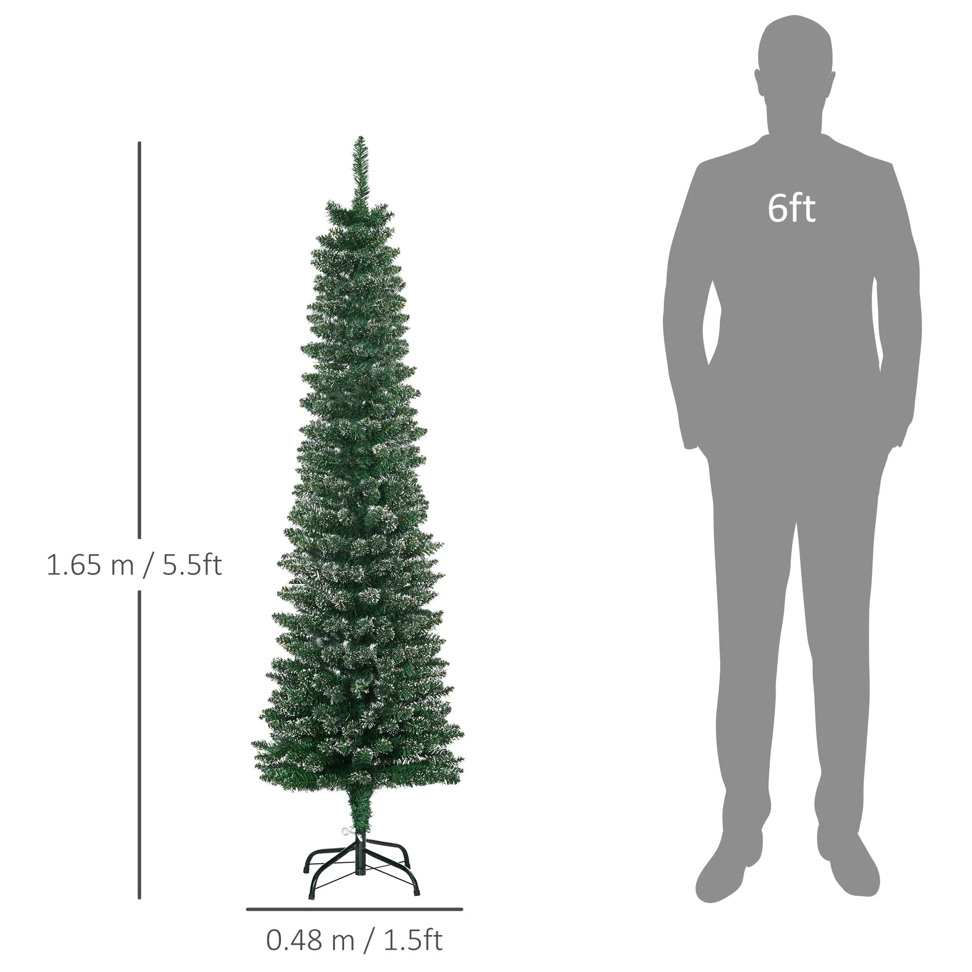 5.5FT Artificial Snow Dipped Christmas Tree Home Indoor Decoration Green