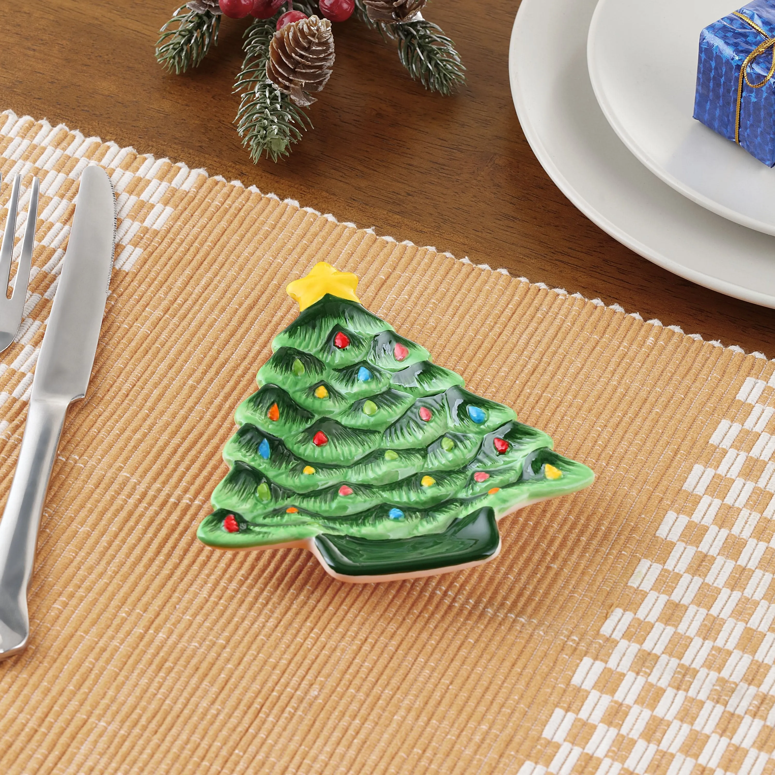 6 in. Nostalgic Ceramic Tree Plate - Green