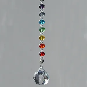7 Chakra Crystal Prism Ball Suncatcher Rainbow Lucky Stones Rondelle Beads