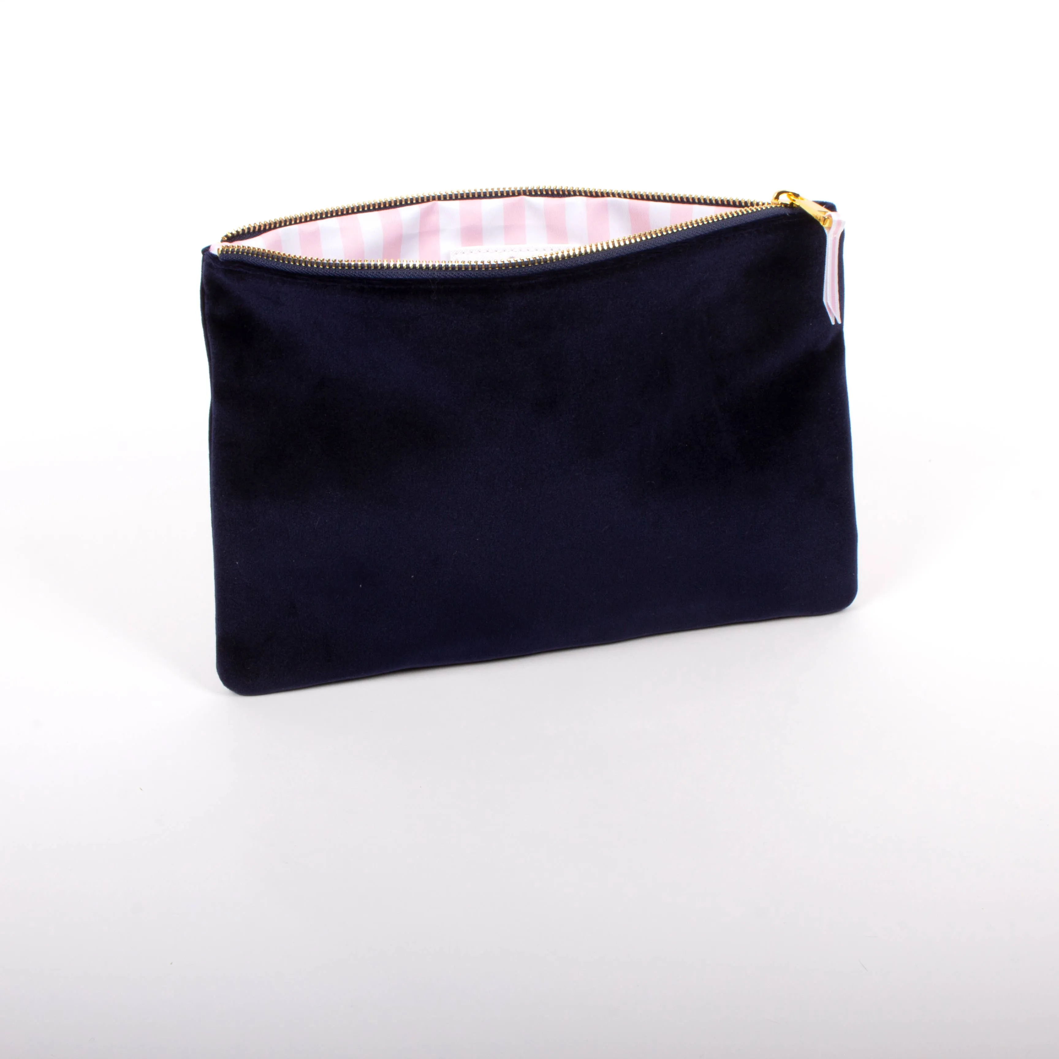8 Oak Lane - Navy Velvet Flat Pouch - Large