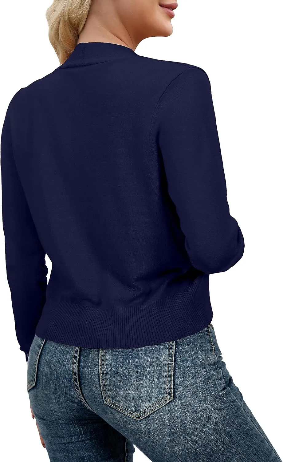 AAMILIFE Women Long Sleeve Cropped Knit Sweater Cardigans Open Front Bolero Shrug