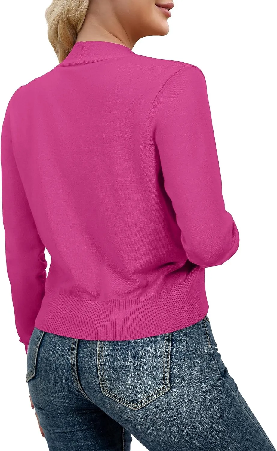 AAMILIFE Women Long Sleeve Cropped Knit Sweater Cardigans Open Front Bolero Shrug