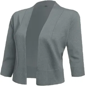 AAMILIFE Women's 3/4 Sleeve Cropped Cardigans Sweaters Jackets Open Front Short Shrugs for Dresses