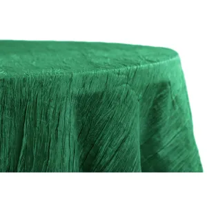 Accordion Crinkle Taffeta 120" Round Tablecloth - Emerald Green