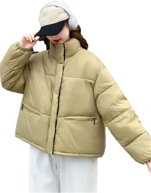 Adhdyuud Women Cotton Padded Parka Snow Coat Fake Short Coat Streetwear Puffer Jacket Warm Outwear