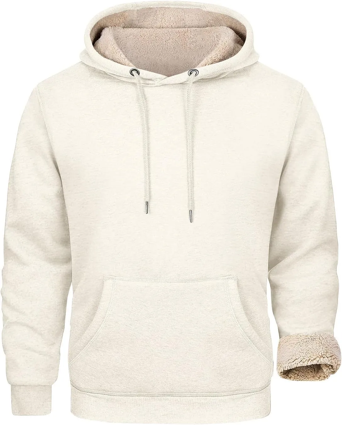 ADHOWBEW Mens Thermal Long Sleeve Thick Sweatshirts Pullover Sherpa Lined Heavy Weight Cold Weather Fleece Hoodies