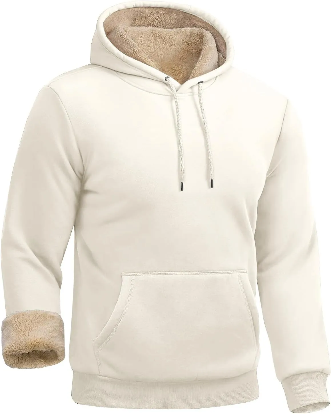 ADHOWBEW Mens Thermal Long Sleeve Thick Sweatshirts Pullover Sherpa Lined Heavy Weight Cold Weather Fleece Hoodies