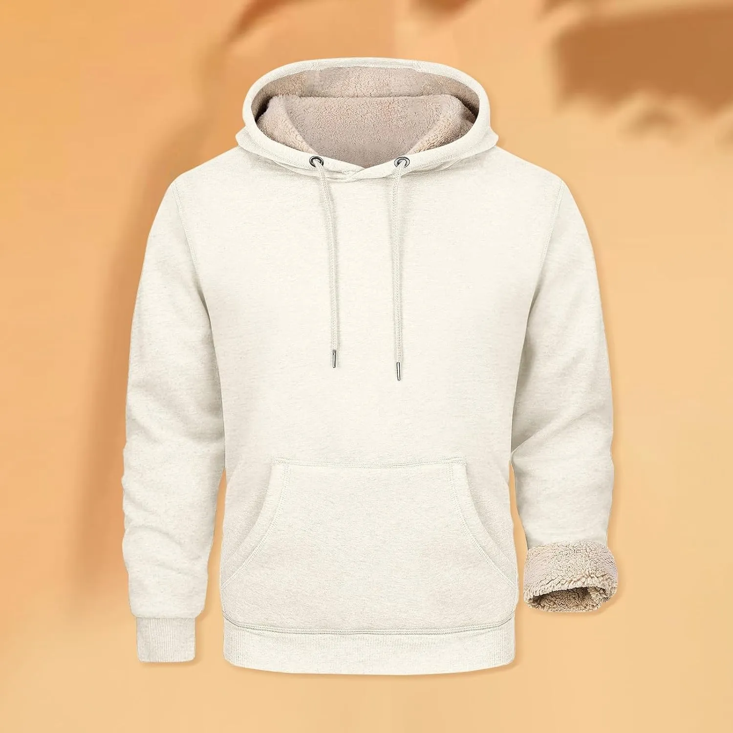 ADHOWBEW Mens Thermal Long Sleeve Thick Sweatshirts Pullover Sherpa Lined Heavy Weight Cold Weather Fleece Hoodies