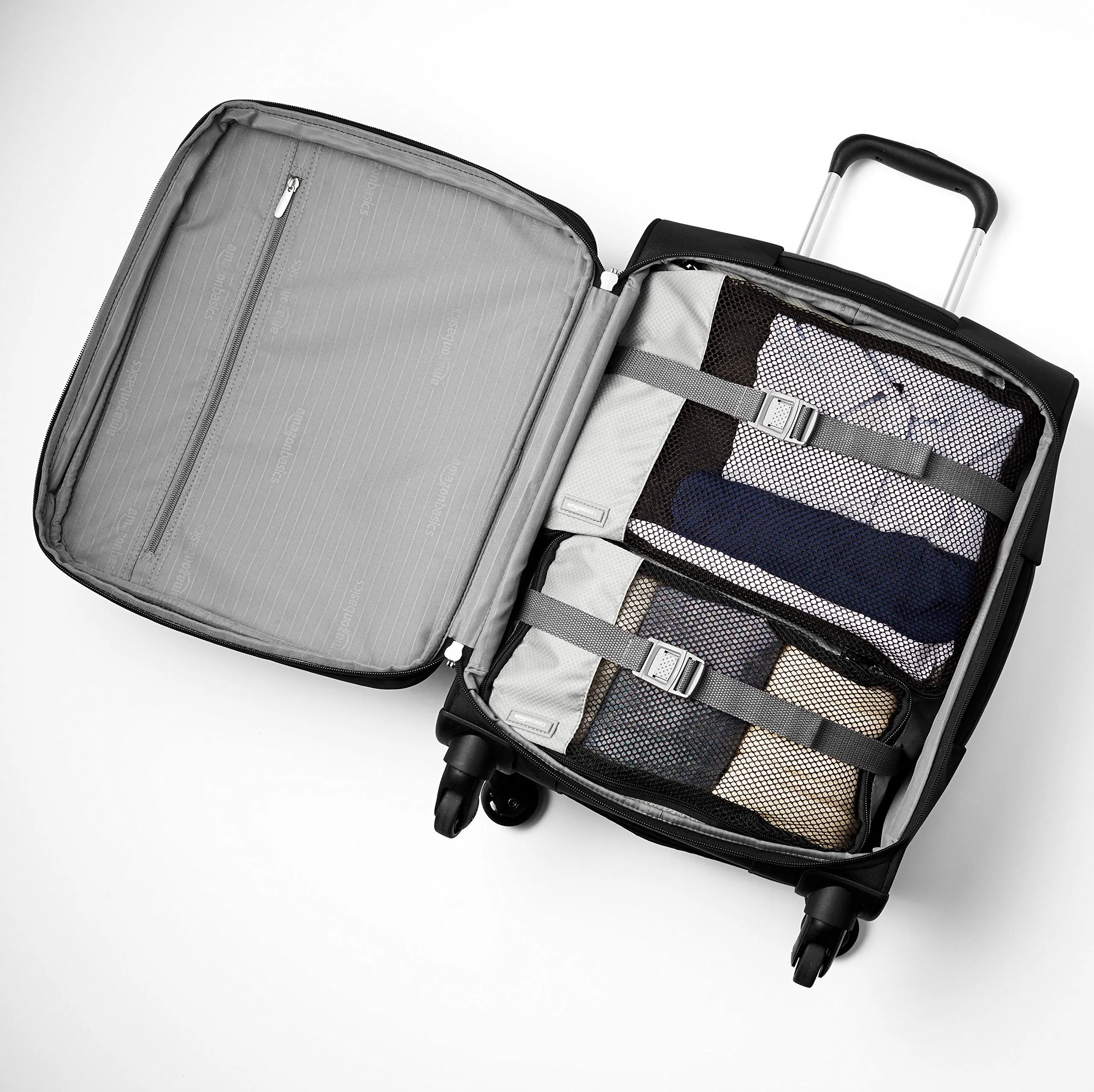 AmazonBasics Softside Carry-On Spinner Luggage Suitcase - 21 Inch, Black