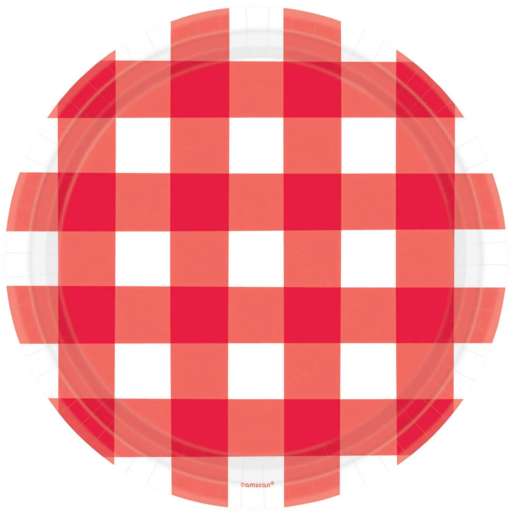 American Summer Red Gingham Paper Plates 10.5in, 8pcs