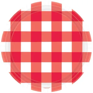American Summer Red Gingham Paper Plates 10.5in, 8pcs