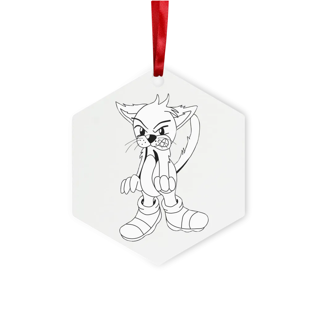 Angry Cat Metal Hanging Ornament