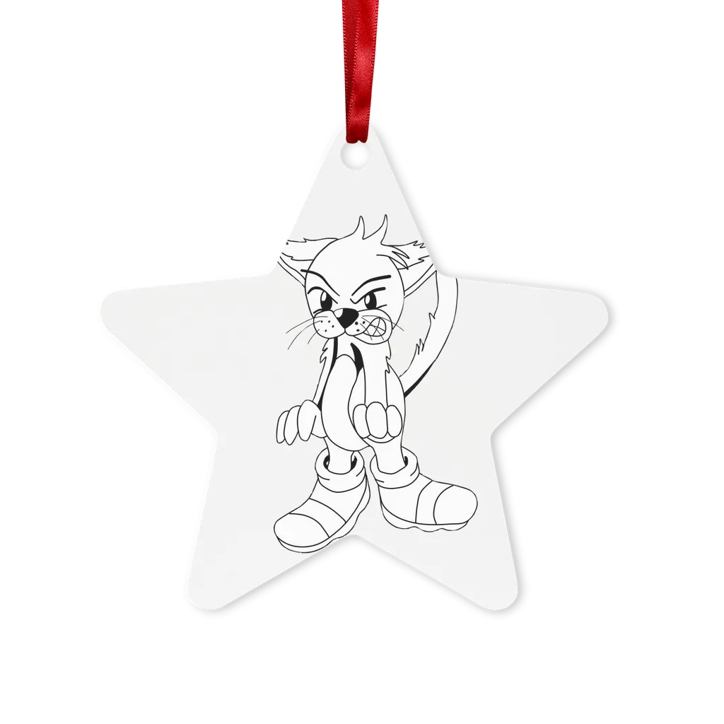 Angry Cat Metal Hanging Ornament
