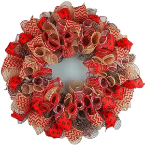 Animal Lover Wreath, Dog Paw Print Decor, Red Jute