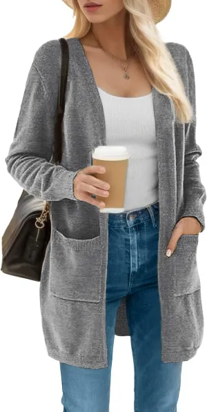 ANIXAY Cardigan Sweaters for Women 2024 Long Sleeve Open Front Knit Outwear Coat Womens Cardigan with Pockets