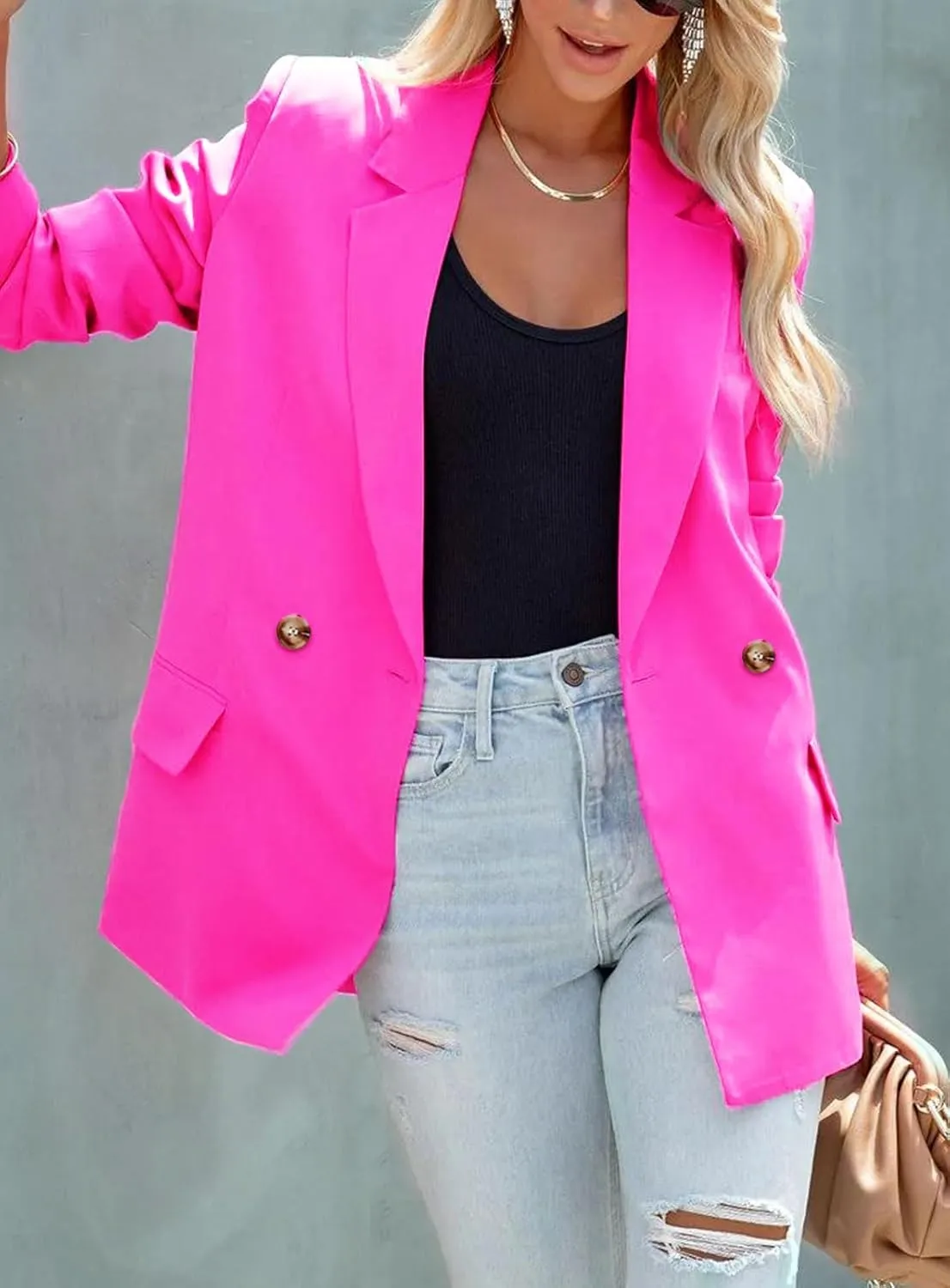 ARTFREE Womens Casual Blazer Button Lapel Long Sleeve Work Business Fashion Blazers Jackets Outfits with Pockets