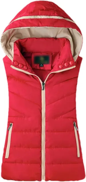 Autumn Winter Women Casual Hooded Warm Sleeveless Waistcoat Jacket Cotton Padded Vest Parkas