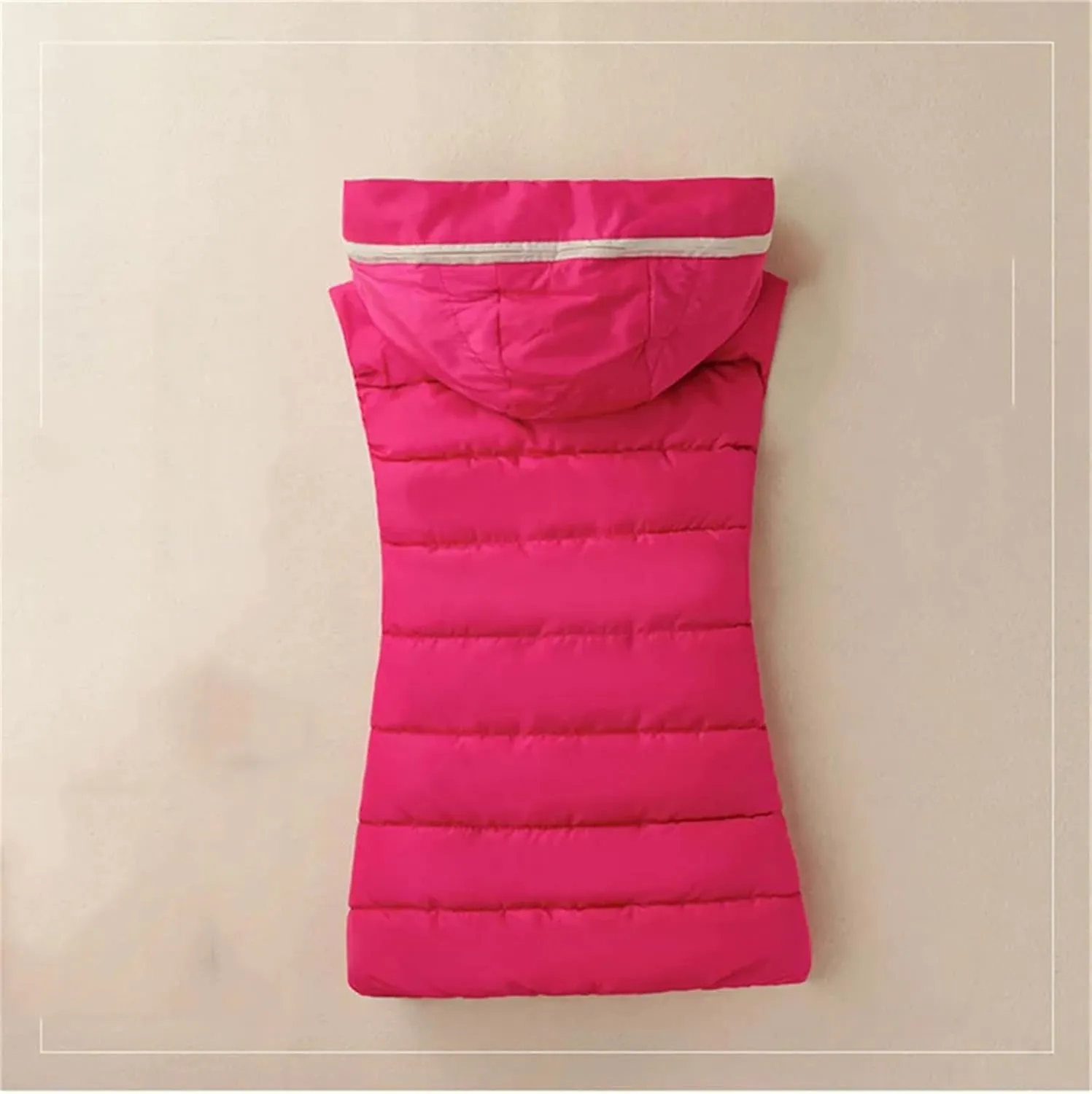 Autumn Winter Women Casual Hooded Warm Sleeveless Waistcoat Jacket Cotton Padded Vest Parkas