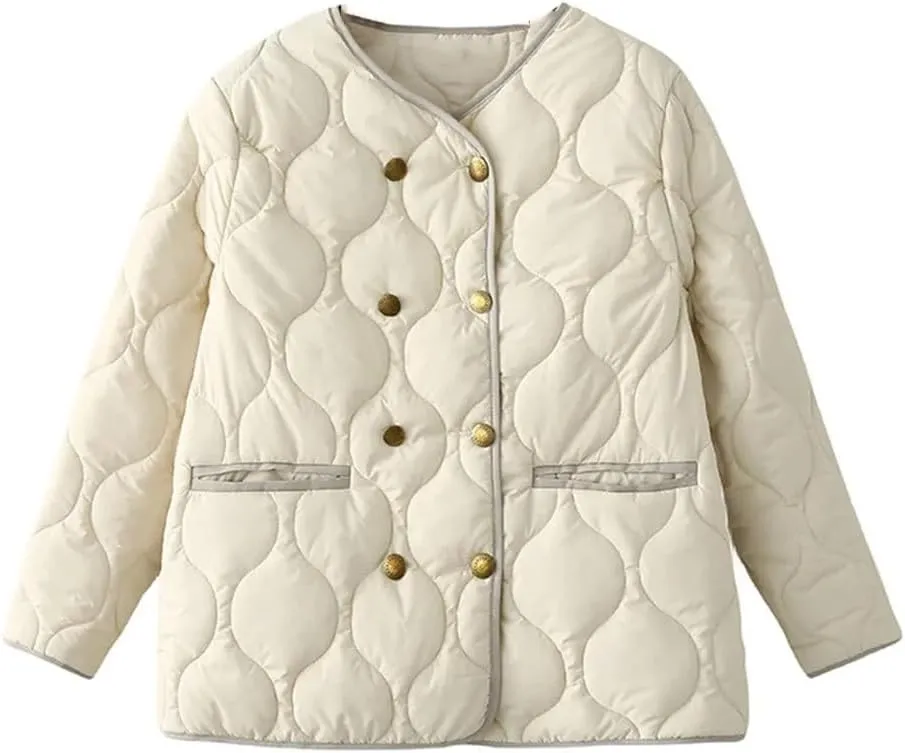 Autumn Winter Women Thin Parkas Jacket Warm Double Breasted Cotton-Padded Coat