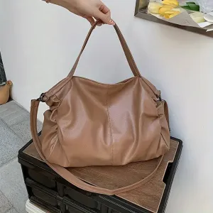 Bags Solid Color Soft PU Leather Bag