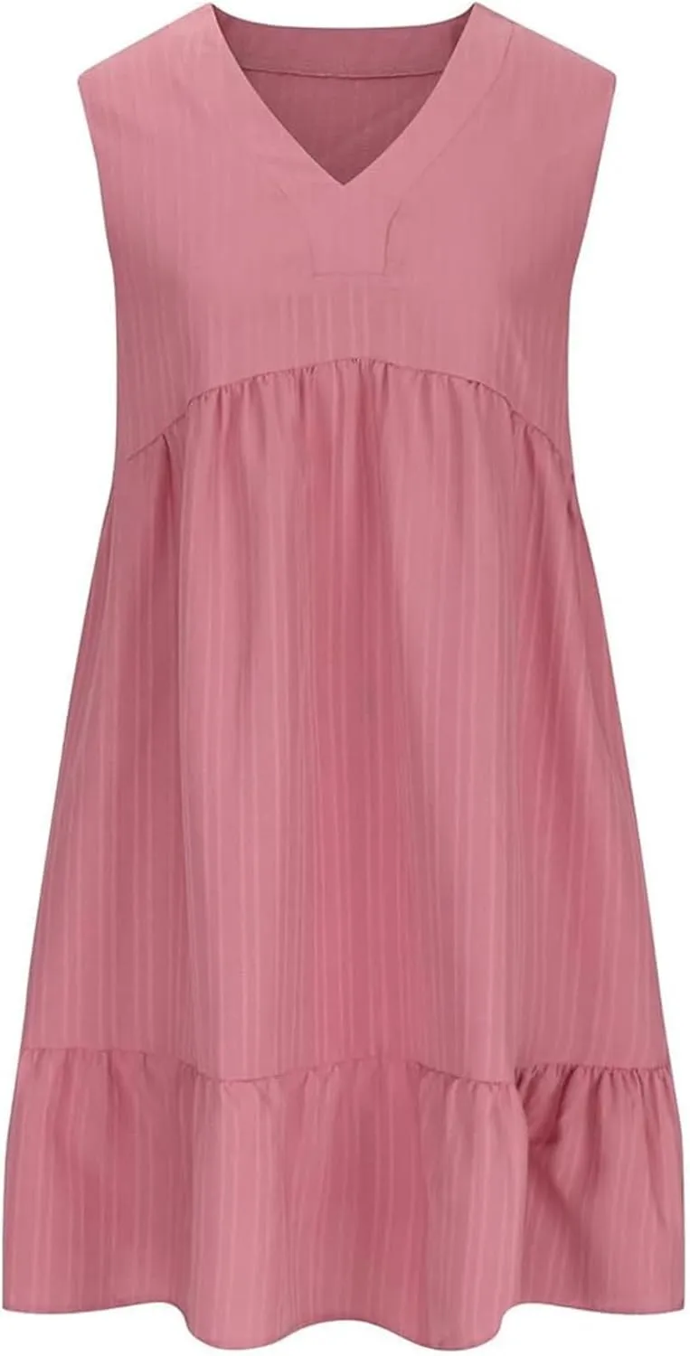 Beach Dresses for Women 2025 Summer V Neck Sleeveless Sundress Flowy Vacation Hawaiian Dresses Cute Cover Ups