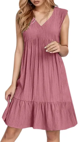 Beach Dresses for Women 2025 Summer V Neck Sleeveless Sundress Flowy Vacation Hawaiian Dresses Cute Cover Ups