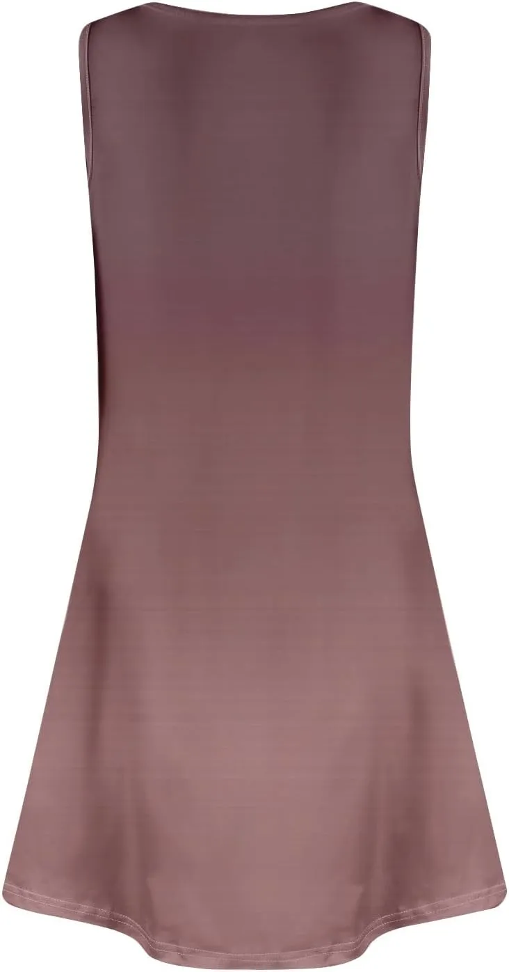 Beach Vacation Dresses Sleeveless V Neck Gradient Boho Vintage Flowy Tank Mini Dress 2025 Summer, S-3XL