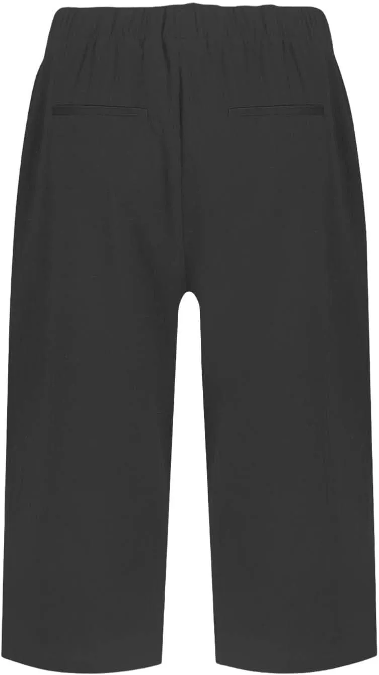 Bermuda Shorts for Women Knee Length Elastic Waist Long Wide Leg Linen Shorts Comfy Beach Capri Pants with Pockets