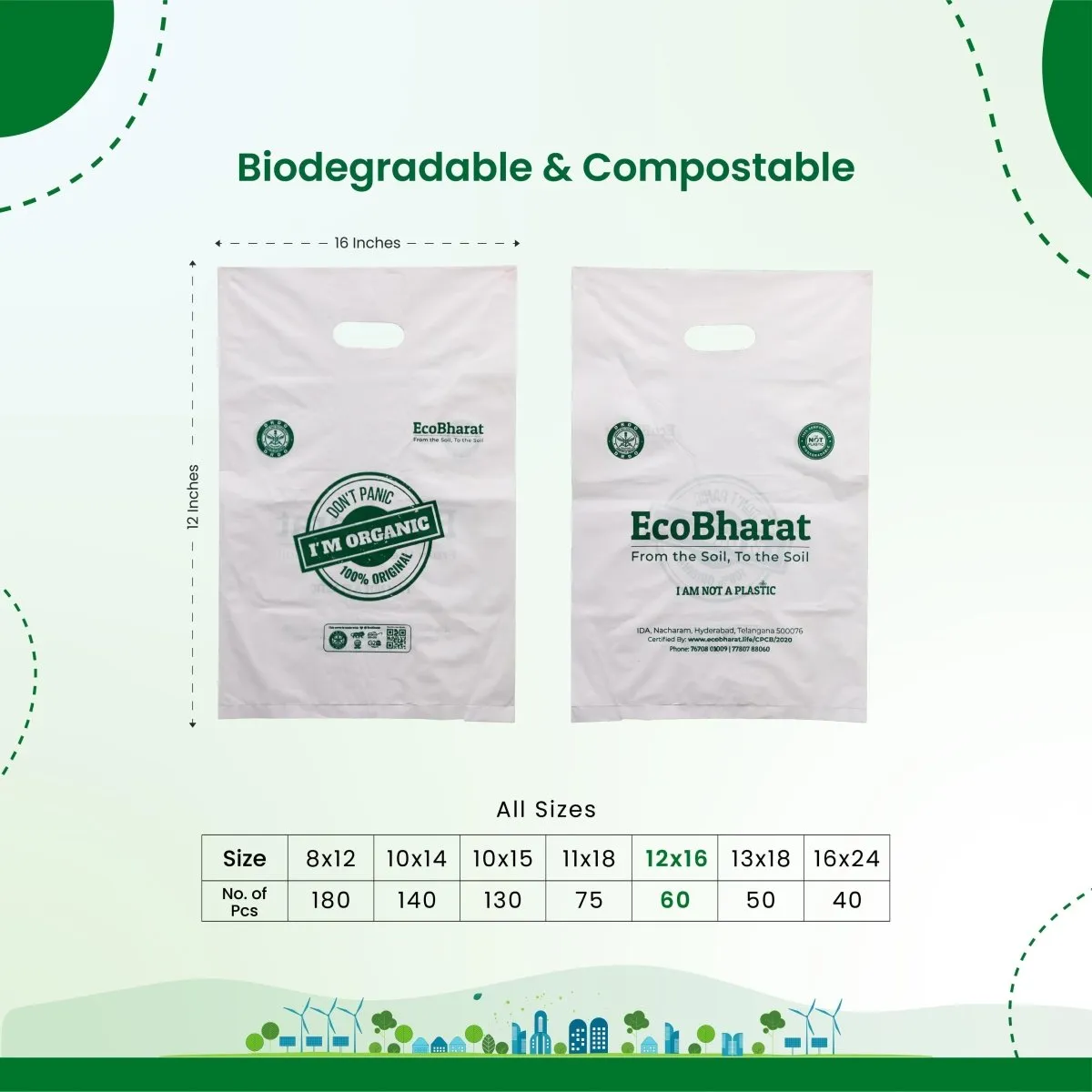 Biodegradable and Compostable D-cut Carry Bags | Multi purpose bags