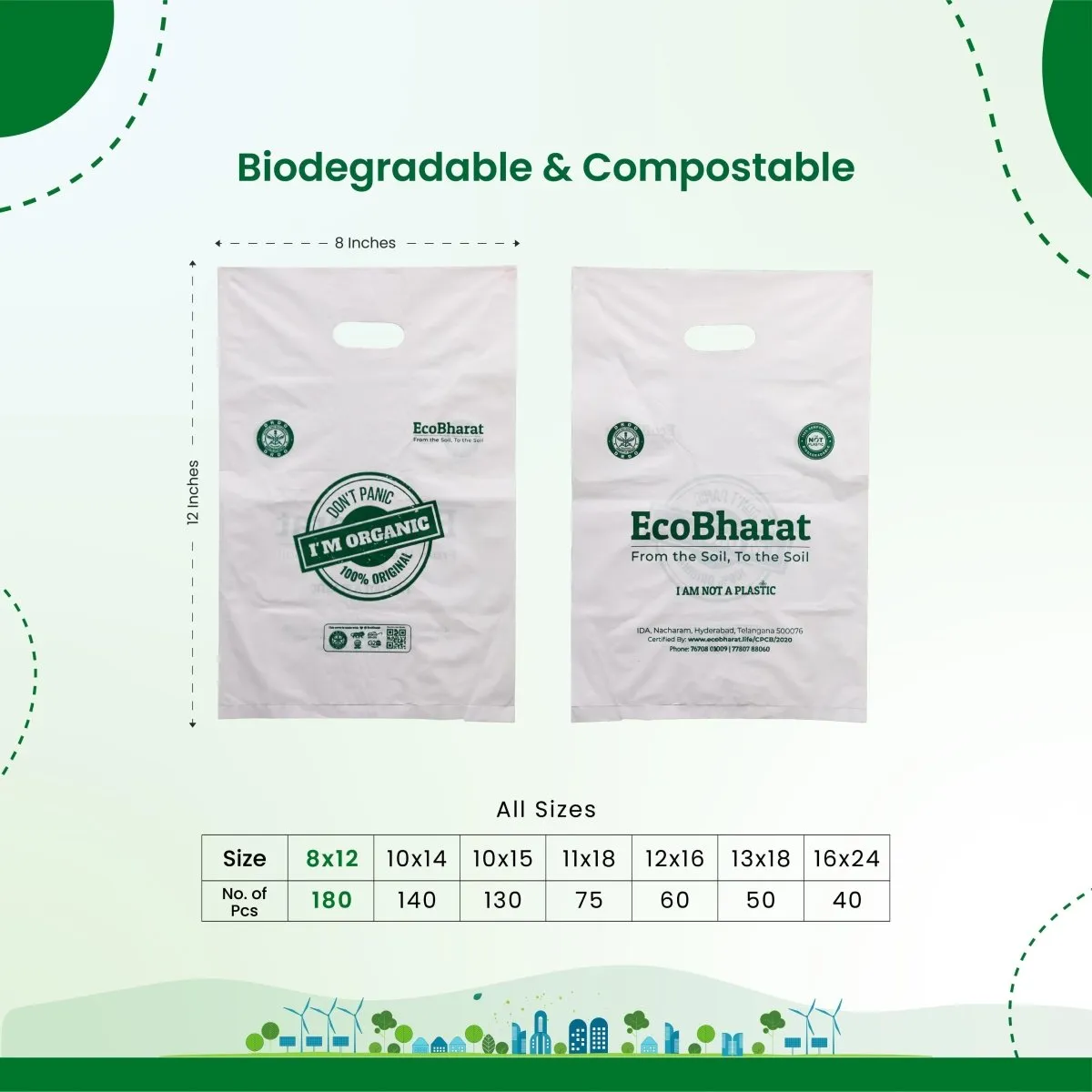 Biodegradable and Compostable D-cut Carry Bags | Multi purpose bags