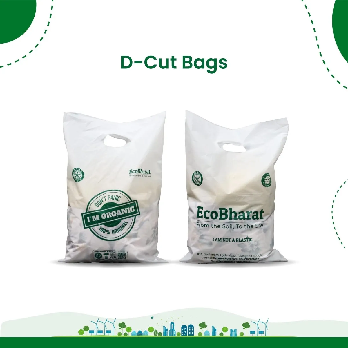 Biodegradable and Compostable D-cut Carry Bags | Multi purpose bags