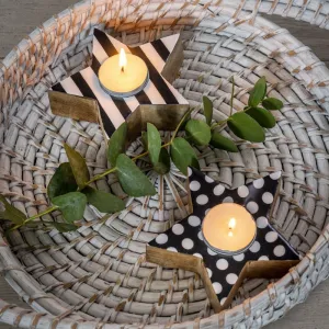 Black and White Star Tealight Holders