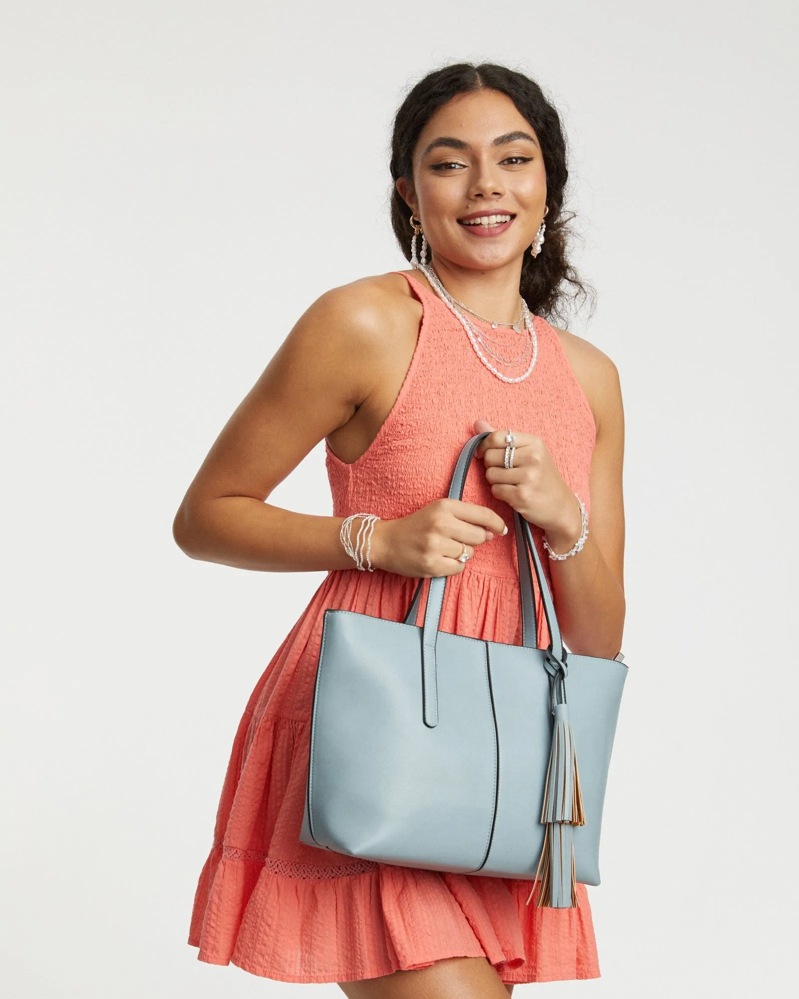 Blue Yesenia Tassel Tote Bag