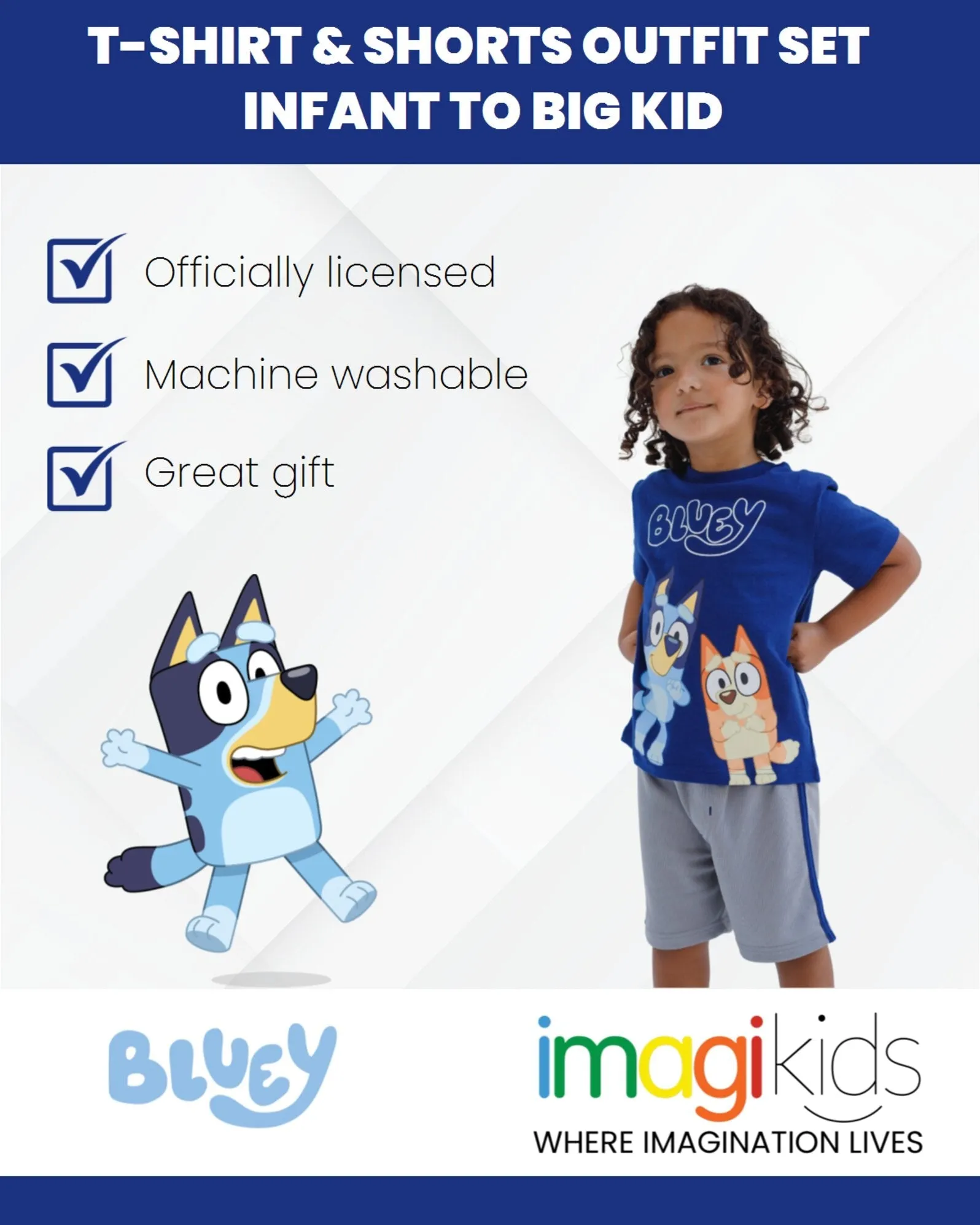 Bluey T-Shirt and Athletic Mesh Shorts Outfit Set
