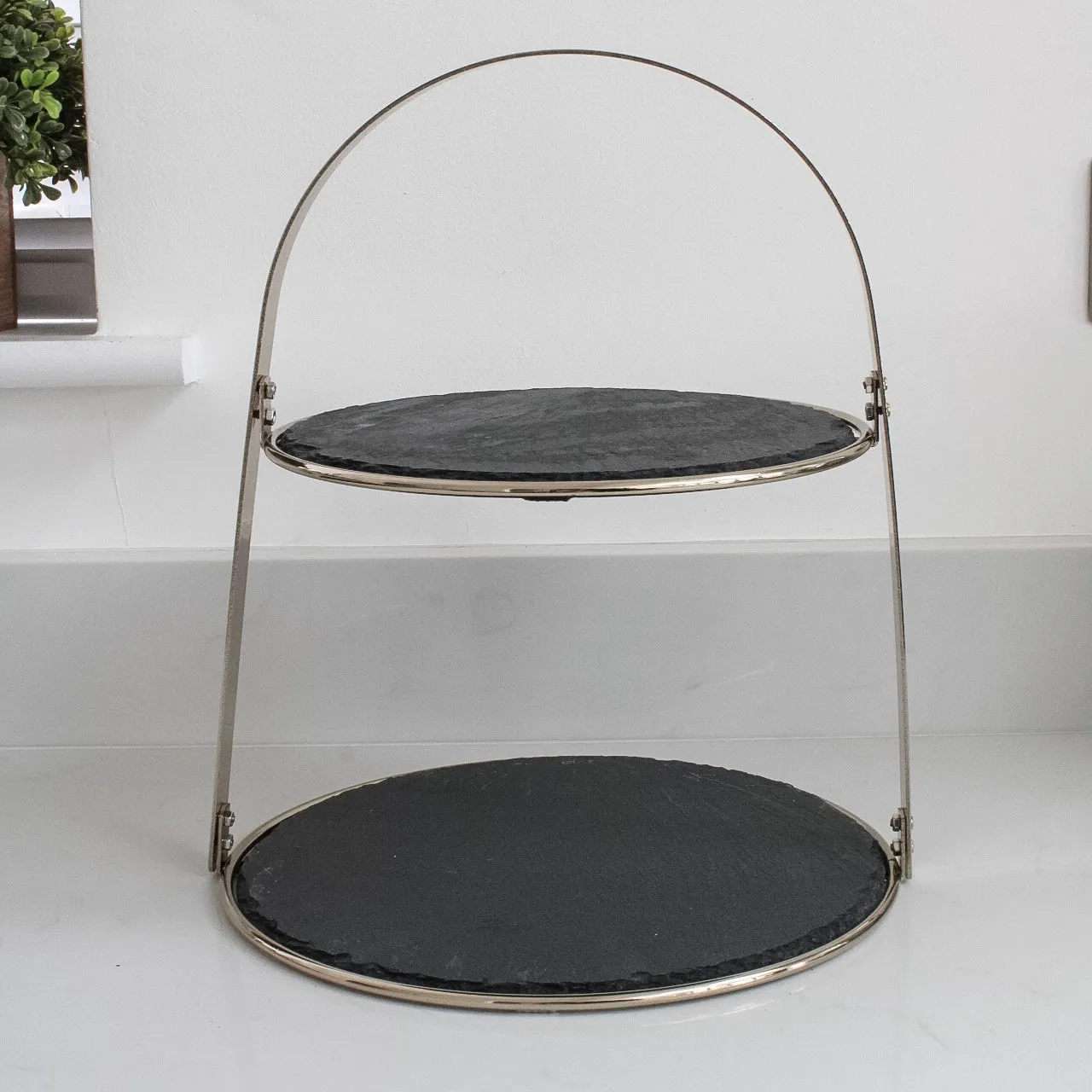 Brass & Slate Two Tier Serving Stand