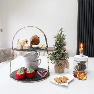 Brass & Slate Two Tier Serving Stand