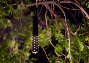 Brilliance VersaBeam Brass Perforated Shield with Hanging Loop in Black Finish 2700K