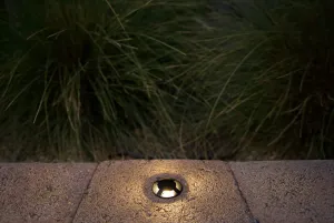 Brilliance VersaBeam Brass Round Quad Slot Flange in Brass Finish 3000K