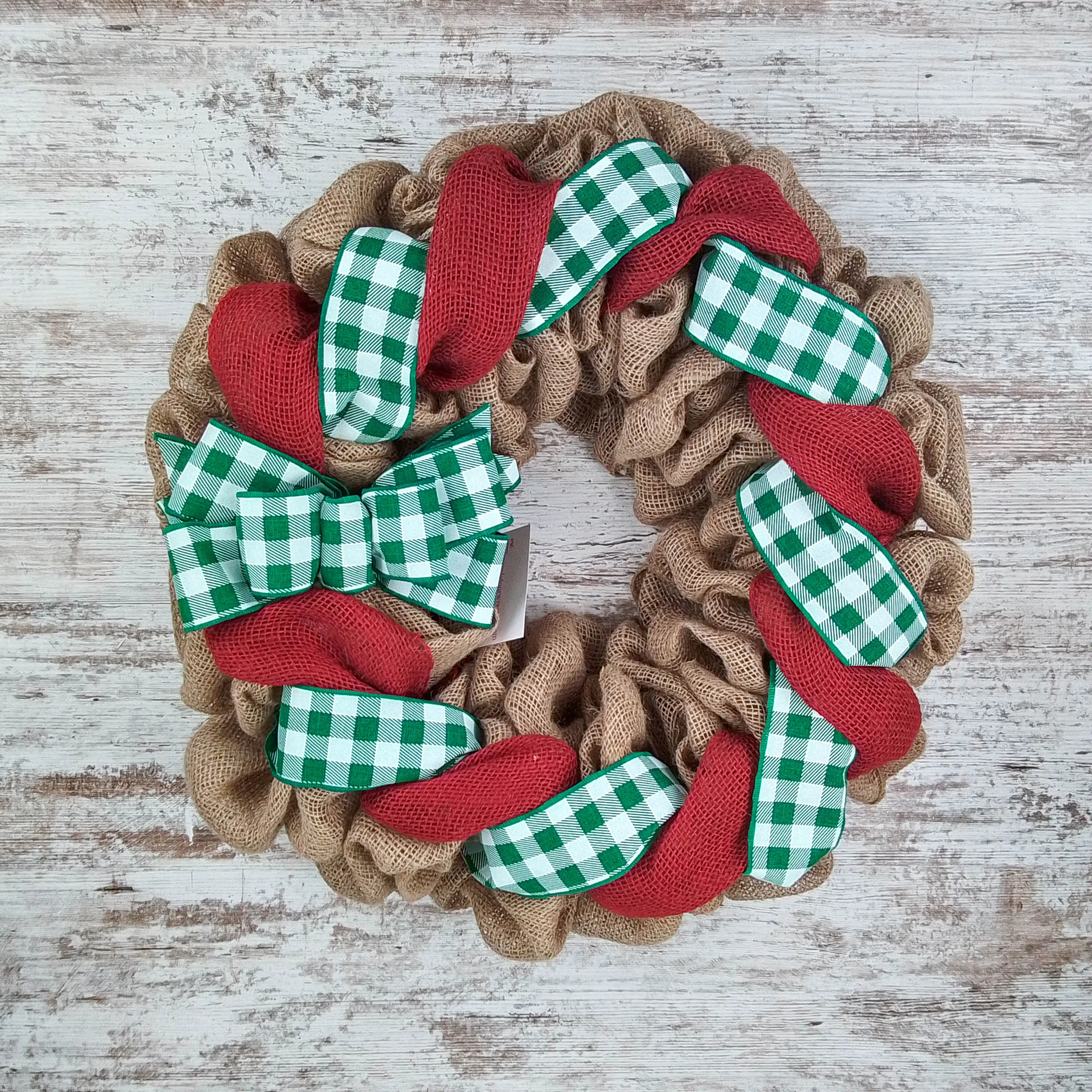 Buffalo Check Burlap Front Door Wreath - Black White Everyday Year Round Decor - Gift for Mom (Christmas)