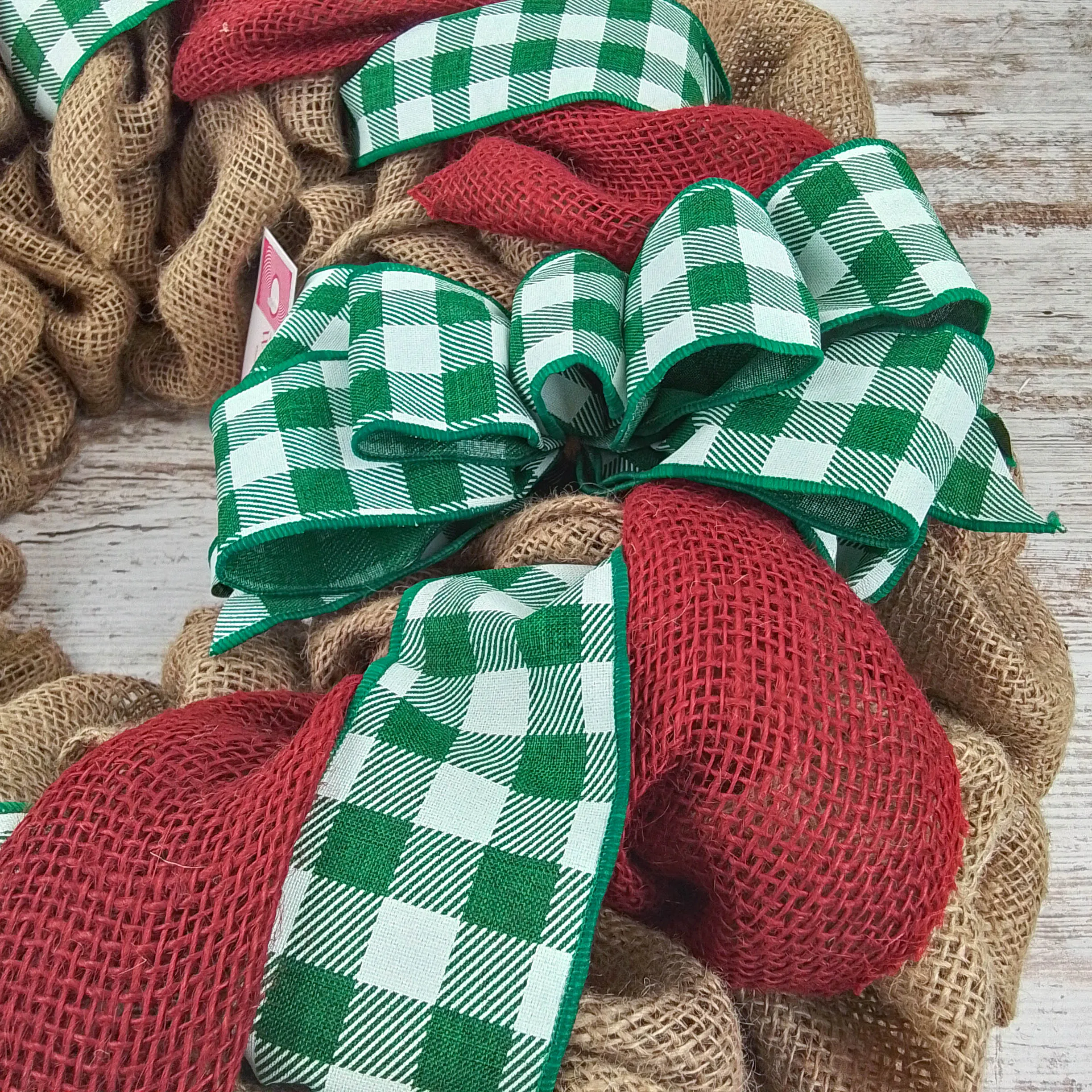Buffalo Check Burlap Front Door Wreath - Black White Everyday Year Round Decor - Gift for Mom (Christmas)