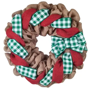 Buffalo Check Burlap Front Door Wreath - Black White Everyday Year Round Decor - Gift for Mom (Christmas)