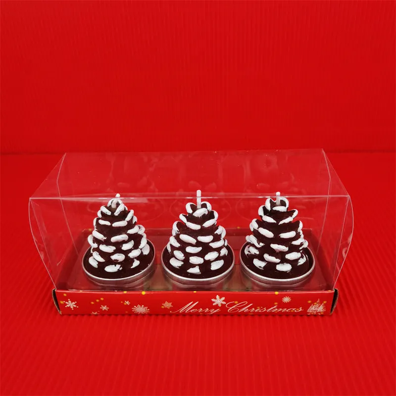 Bulk 3 Pcs Christmas Candle Set with Santa Claus Xmas Tree Pine Cone Gift Box for Xmas Fall Home Decor Wholesale